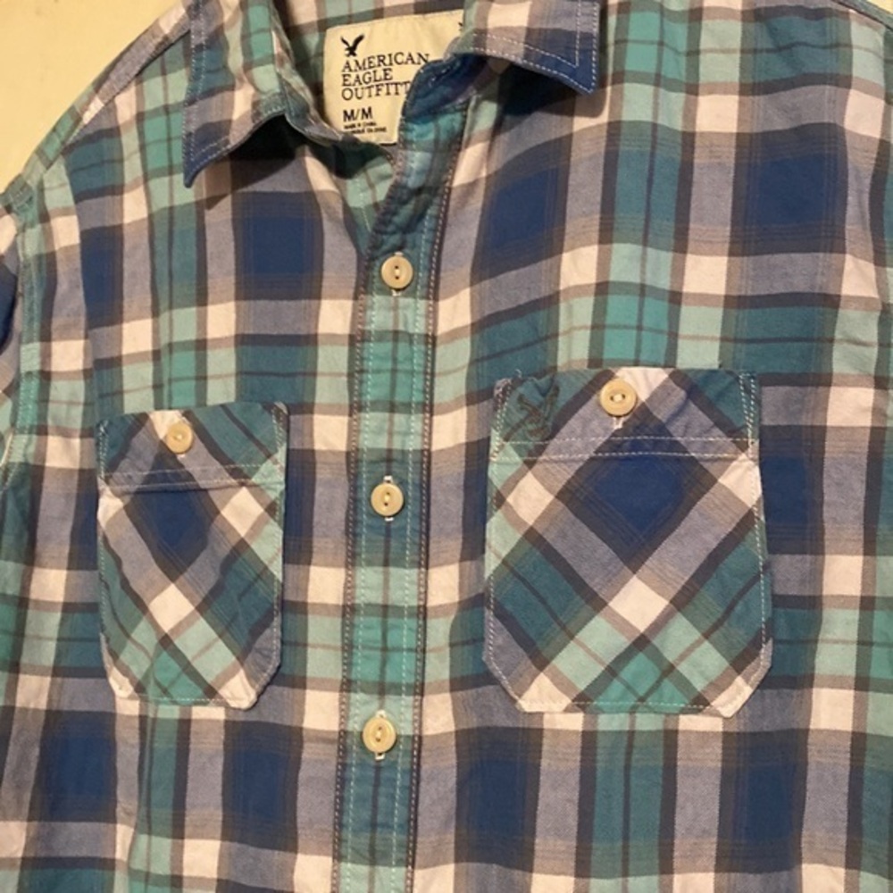 American Eagle outfitters athletic‎ fit plaid button down shirt - Picture 2 of 8